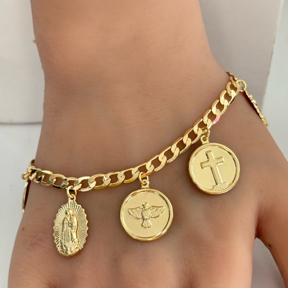 Jewelry - 14k Gold Filled Bracelet With Religious Charms | Virgencita de Guadalupe